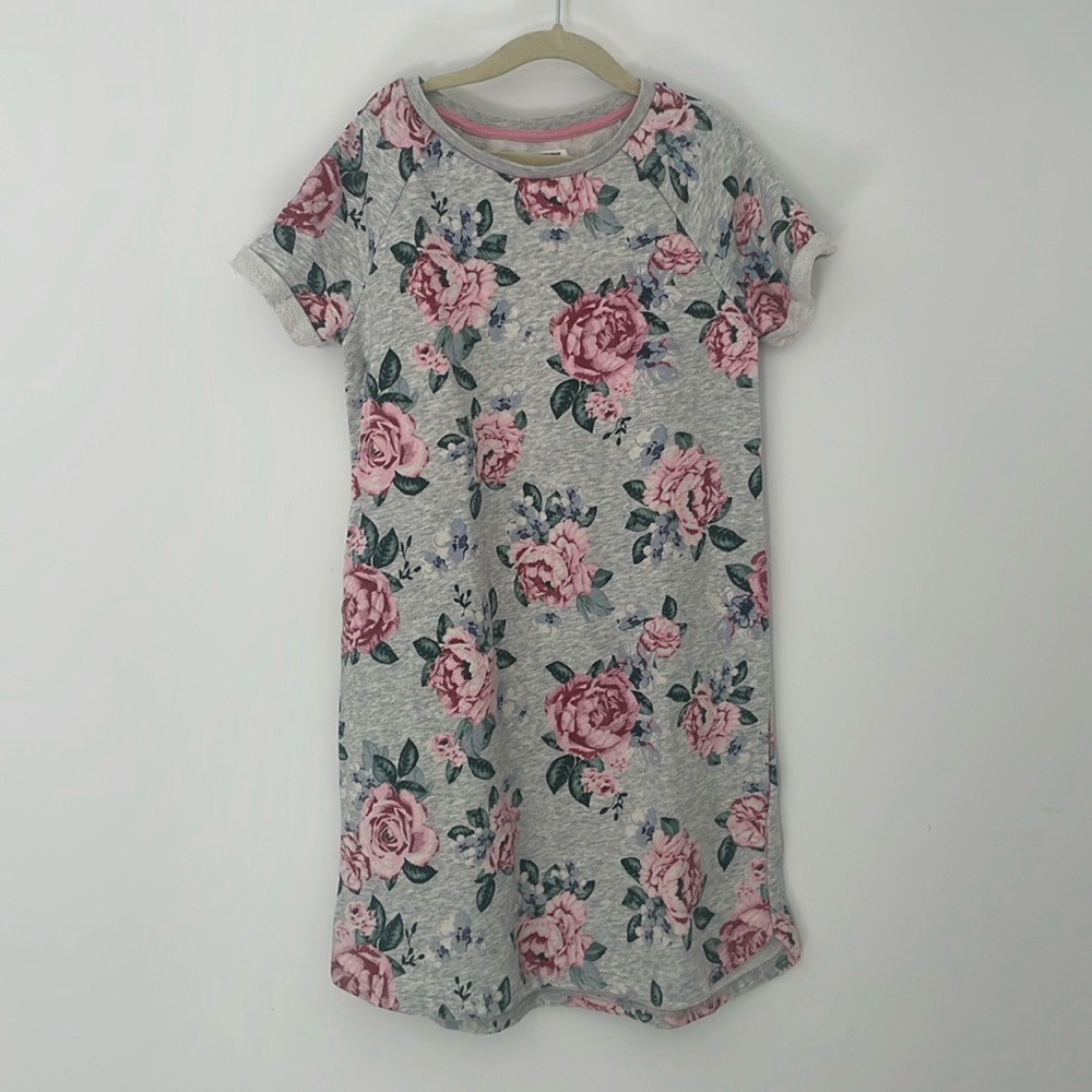H&M floral sweater dress pink roses size 8-10 years good condition